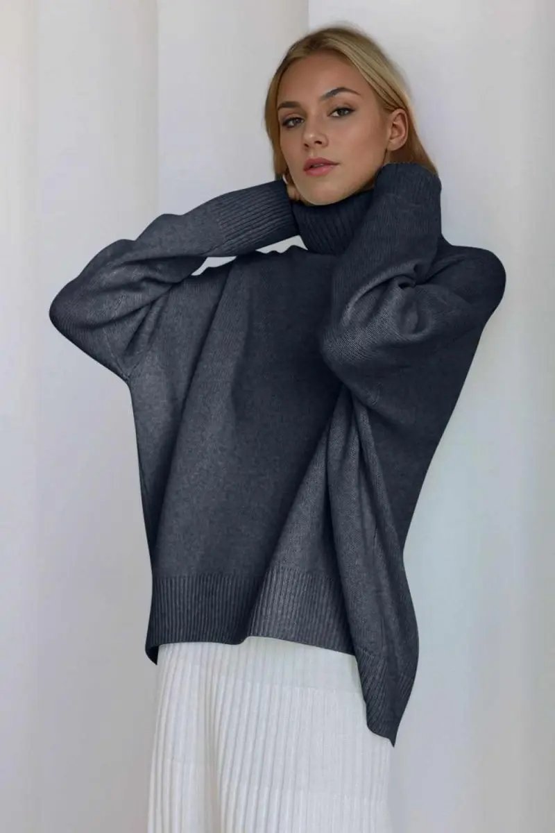 Basic Bae Turtleneck Dropped Shoulder Long Sleeve Sweater - Love Salve